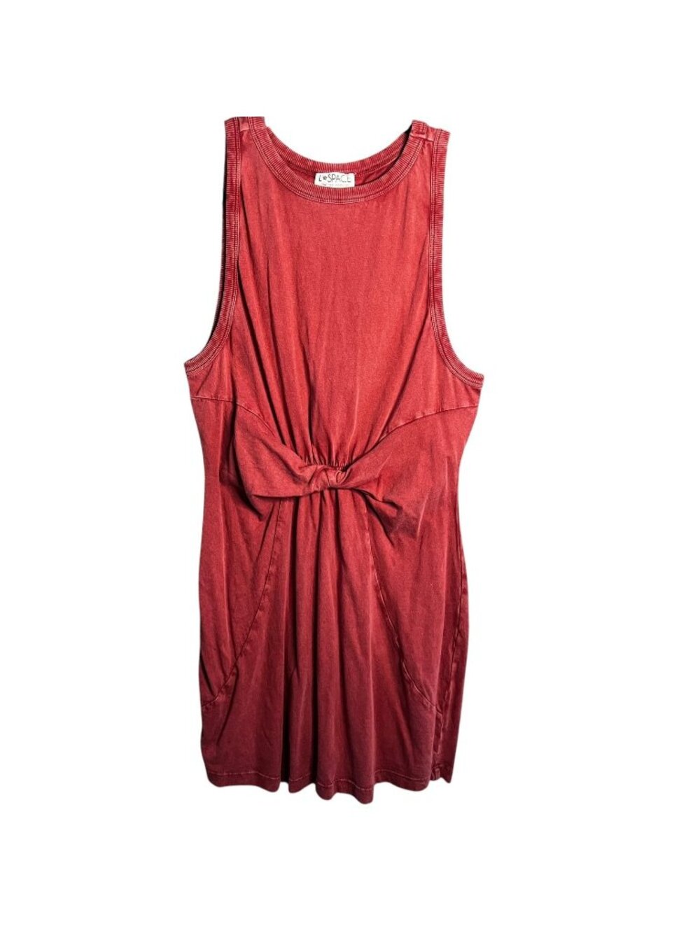 L*Space Dress Womens Medium Red Tank Sleeveless Self Knot Cotton